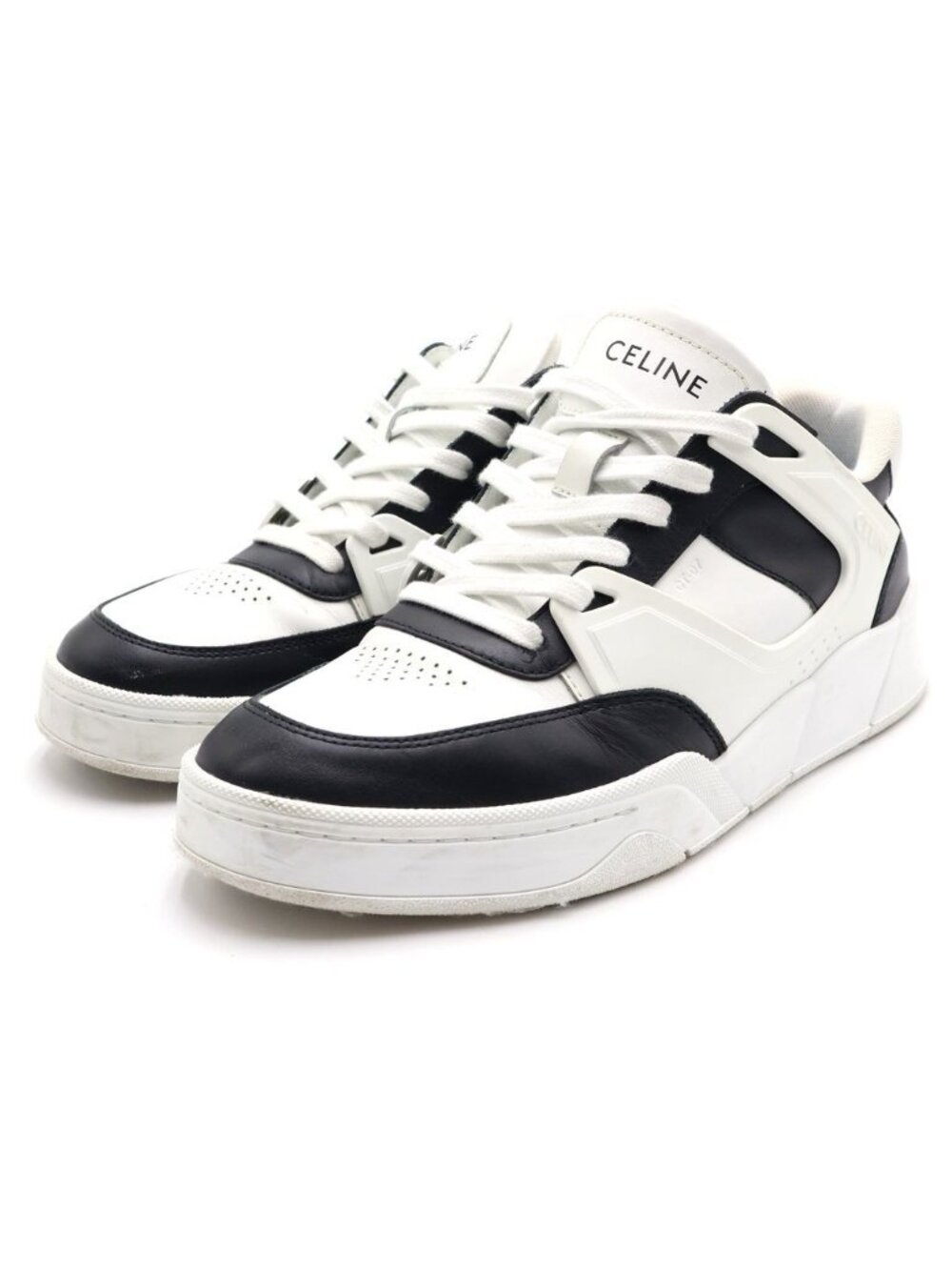 Celine Eddie Era Leather Trim Low Cut Sneakers White